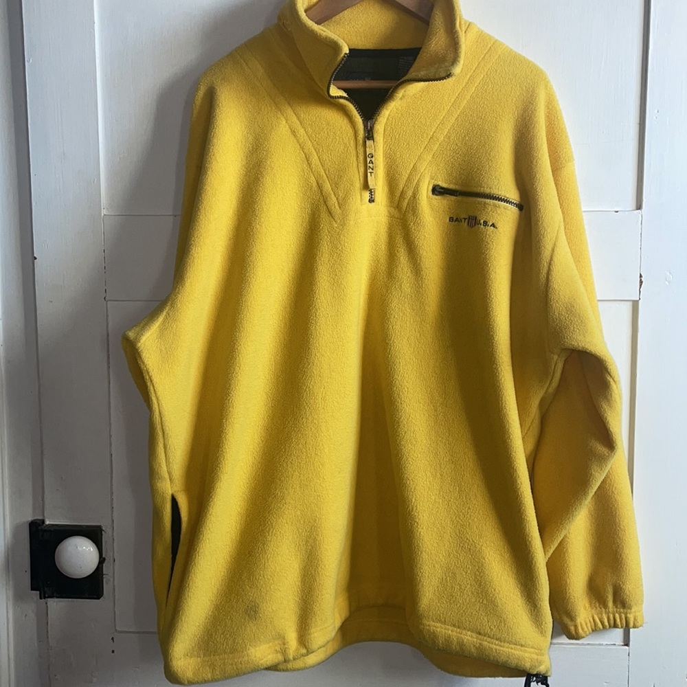 Vintage GANT USA Fleece Pullover Yellow Quarter Zip